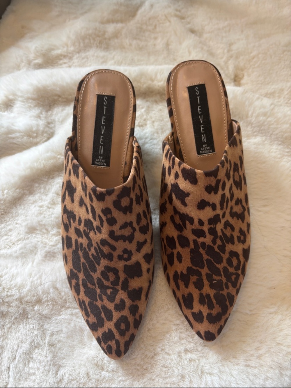 Steven by Steve Madden Leopard-Print Pointed Toe Mules - Brown & Black